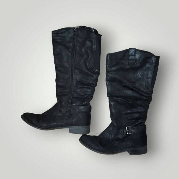Tall Riding Boots Womens 11  Black Leto Knee High Almond Toe - Picture 1 of 9